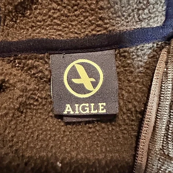 Aigle Olive Green Softshell Fleece-Lined Hooded Jacket Outdoor Zip-Up Men's XXL - Picture 6 of 8